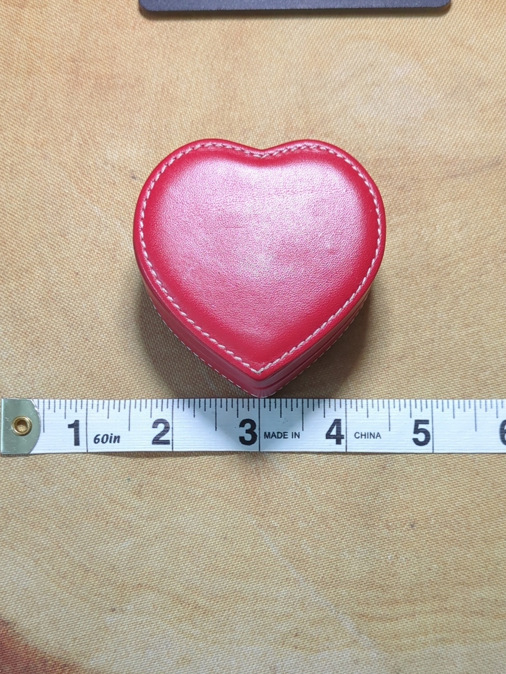 Coach Red Leather And Suede Heart Jewelry/Trinket Box